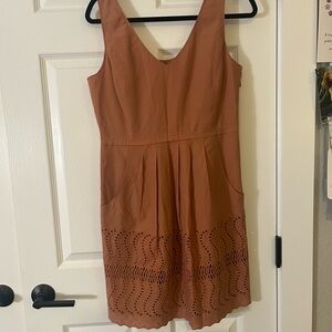 J.Crew Rose Linen Blend Sleeveless Dress Eyelet Hem Size 6